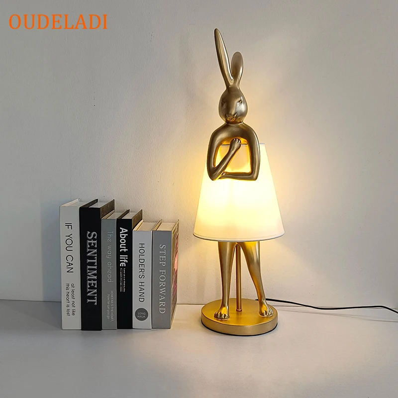 resina rabbit table lamps for living room decoration avental rabbit animal desk lamp led light designer bedside lamp home decor 01