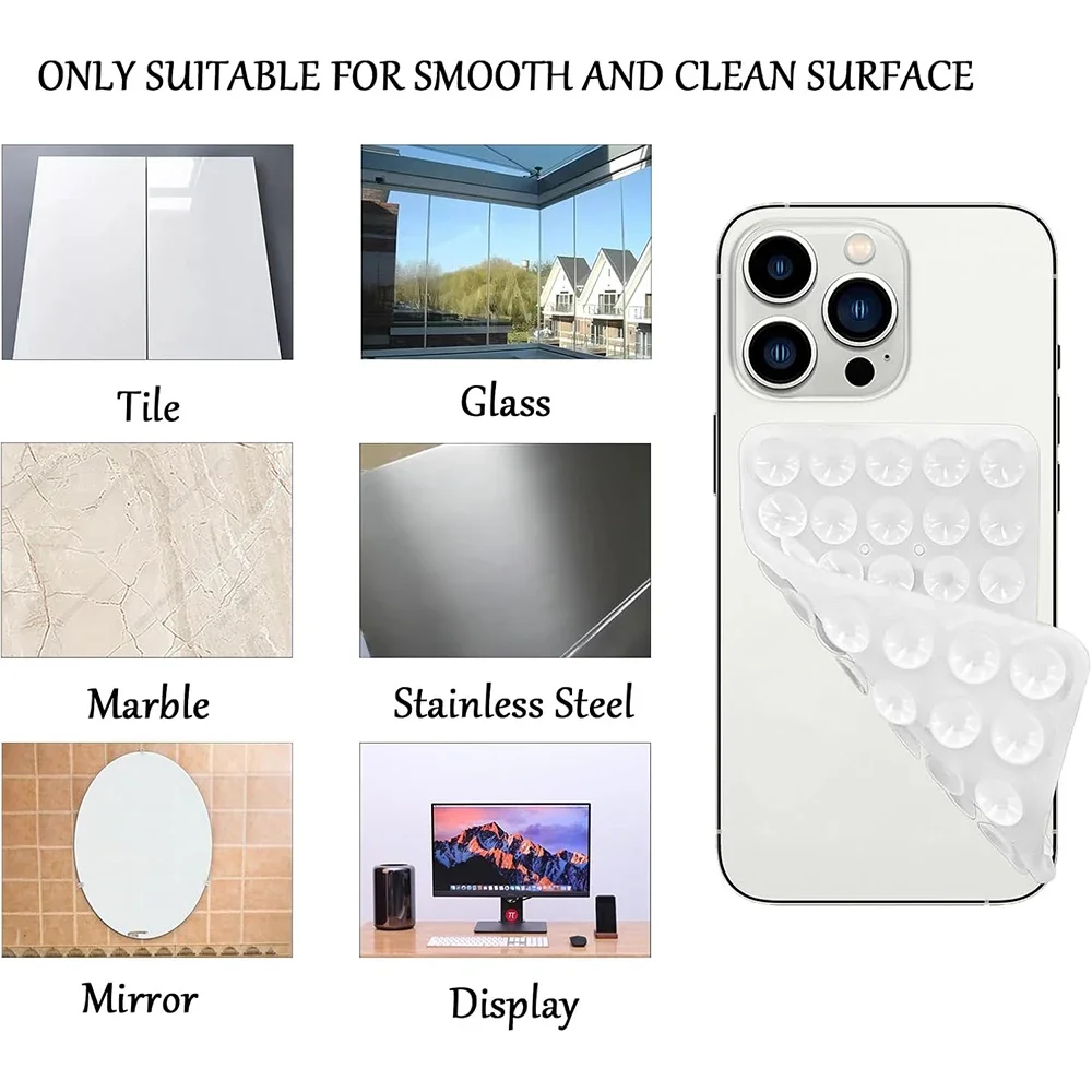 5/3/1PCS Portable Transparent Soft Silicone Suction Phone Holder Multifunctional Double Sided Suction Cup  Anti-Slip Wall Stand image 3