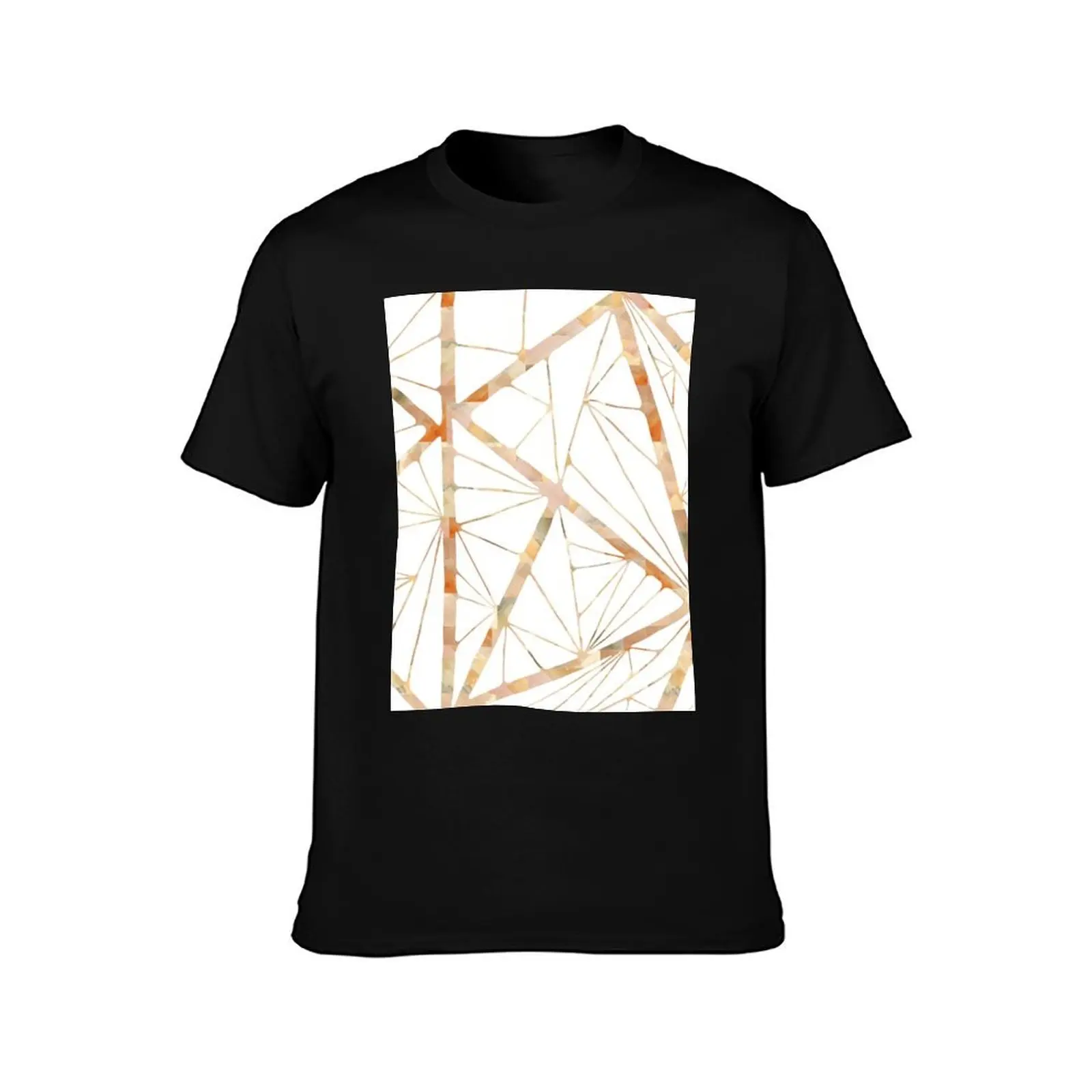 Tiled Triangles Creamy Watercolor T-Shirt Summer Casual Cotton Tee Oversized Streetwear Tops Vintage Graphic Print