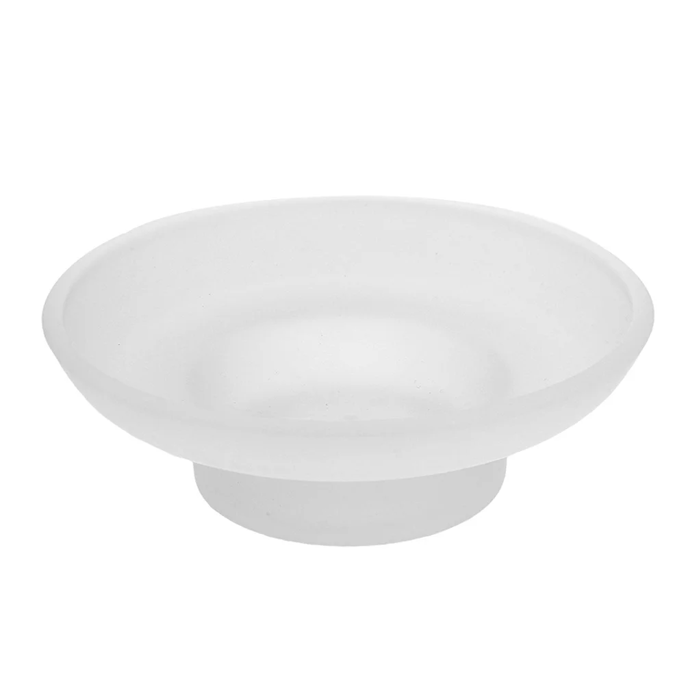 

1pc Glass Soap Dish Clear Round 4.7 Inch Non-Slip Base Easy Clean Bathroom Sink Soap Holder For Shower Kitchen Countertop