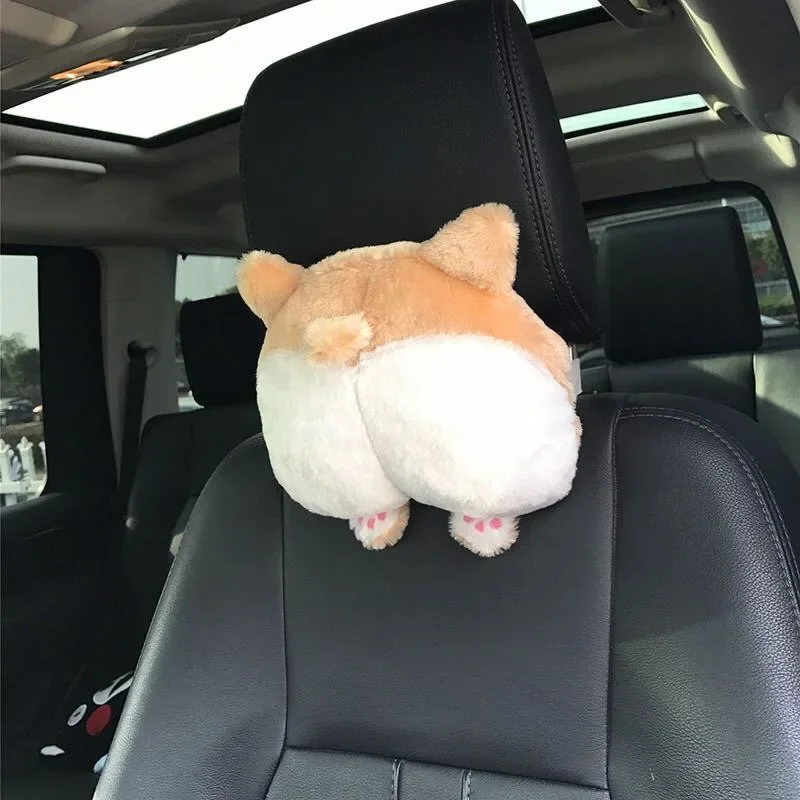 New Arrived Novelty Corgi Bottom Car Seat Neck Pillows Dog Buttocks Headrest Cushion Plush Toy Car Accessories Auto Cute Pillow