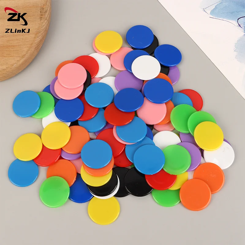100 Uds. 25mm Montessori aprendizaje educación matemáticas juguete plástico fichas de póker Bingo Chip marcadores Token Family Club fiesta juguete para contar