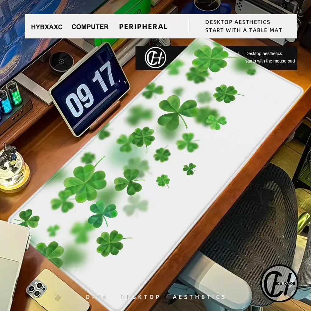 

Green Lucky Trifolia Mouse Pad Cute HD Desk Pad Extended Gaming Keyboard Mats Large 90x40cm XXL Gamer Mousepad