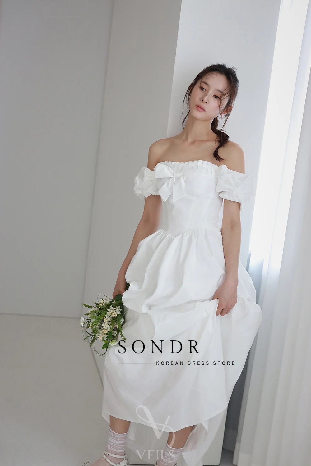Sondr Elegant Pleated Soft Satin Wedding Dress Off The Shoulder 2026 Ankle Length Bridal Gown Customized A-Line Vestido De Noiva