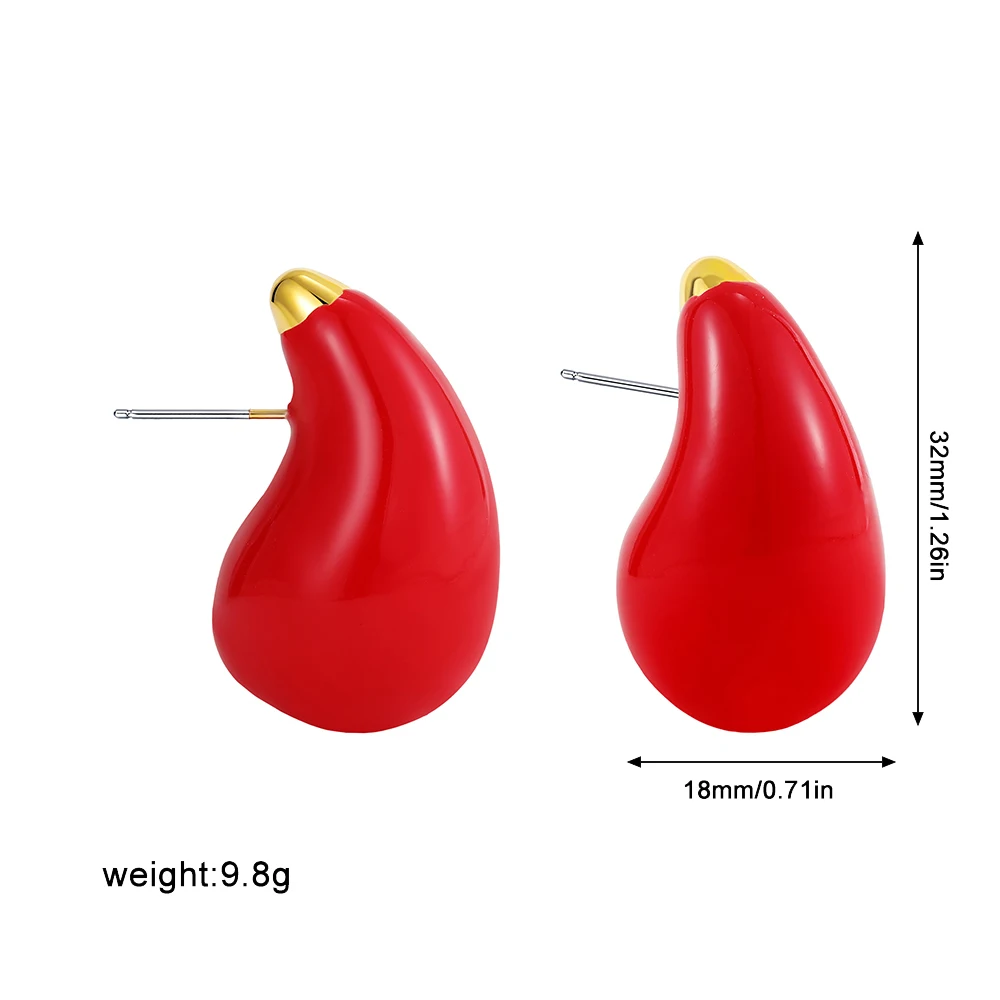 Vintage Metal Hollow Water Droplet Red Enamel Earrings for Women Girls Tear Drop Shaped Fashion Jewelry Popular Accessories