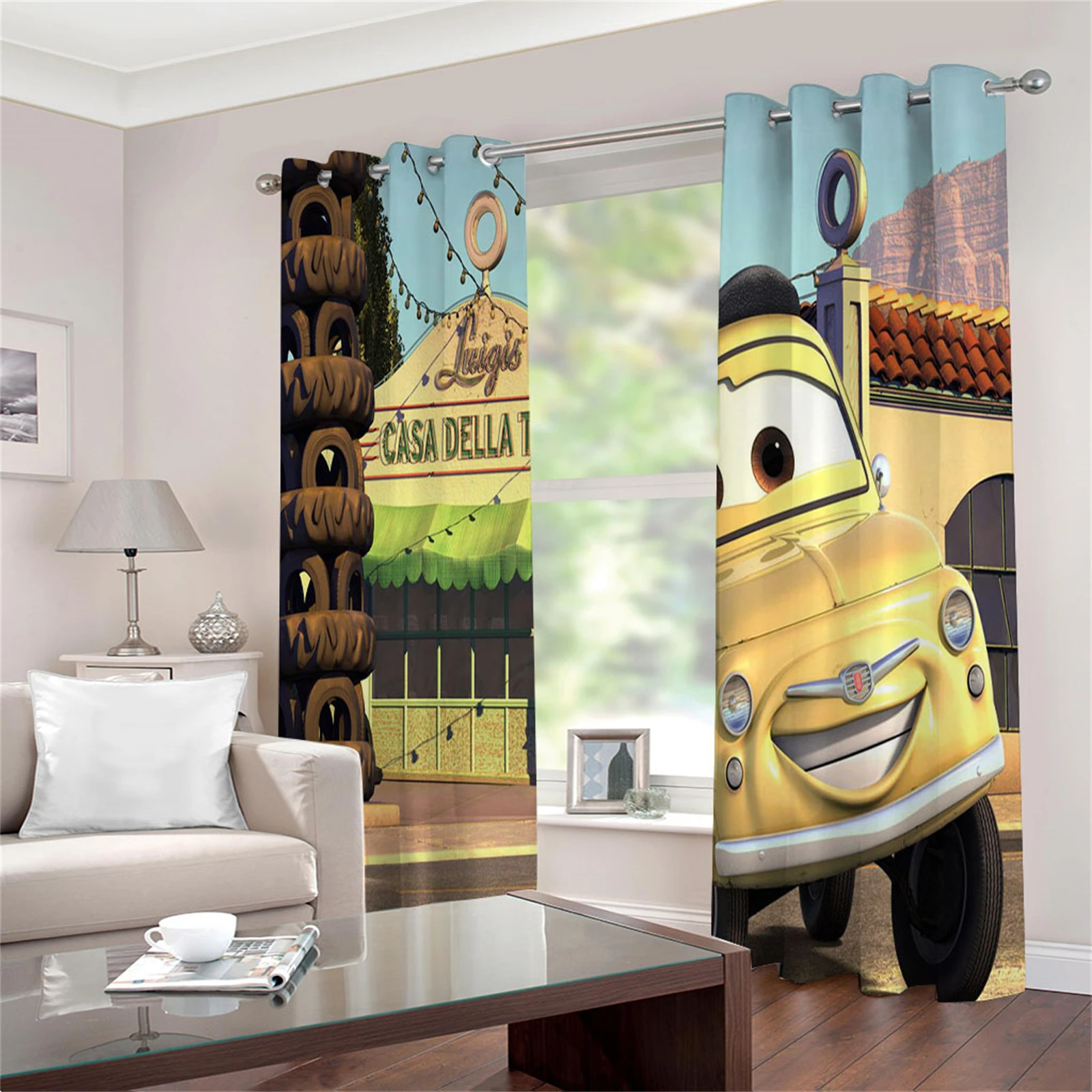 Cars Lightning McQueen  Household Anime Curtains for Living Room, Suitable for Children and Adults, Cartoon,