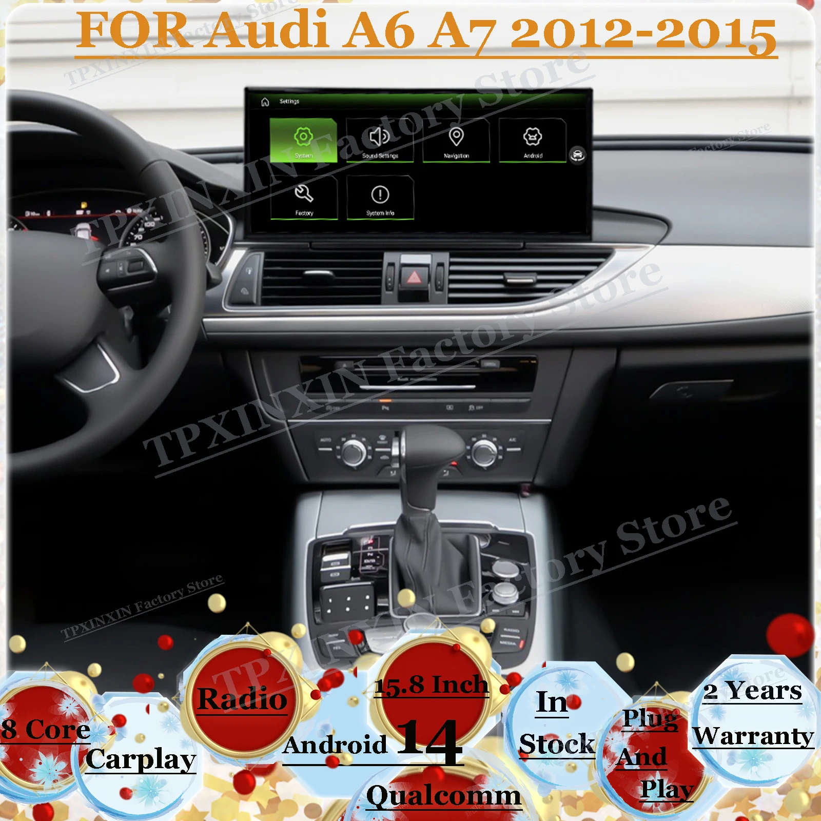 

15,8-дюймовый мультимедийный GPS-навигатор Qualcomm для Audi A6 A7 2012~2015, Android, автомобильная магнитола, стереоприемник, головное устройство