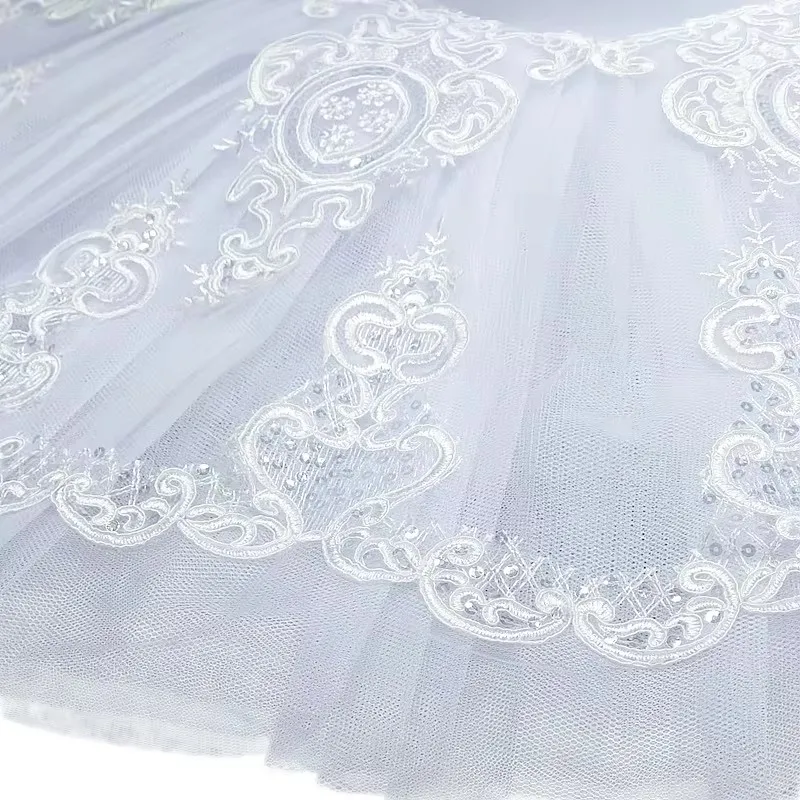 تنورة توتو باليه بيضاء للأطفال، زي رقص للأطفال على شكل بحيرة البجع، فستان أداء الرقص الشرقي