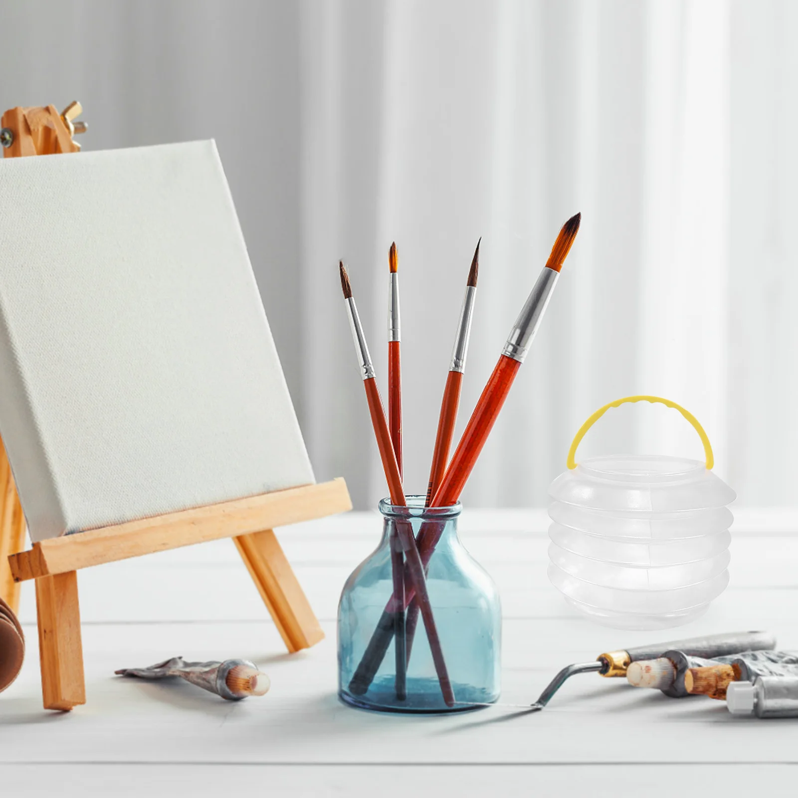 

4Pcs Transparent Collapsible Paint Brush Washer Bucket Lightweight Foldable Cleaning Container for Artists Watercolor Gouache