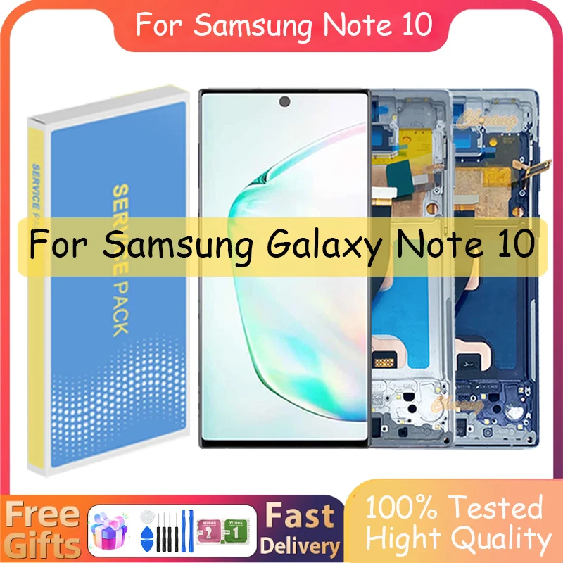 Tested Note 10 Display Screen for Samsung Note 10 N970 SM-N970F SM-N9700 LCD Display Touch Screen Digitizer with Frame