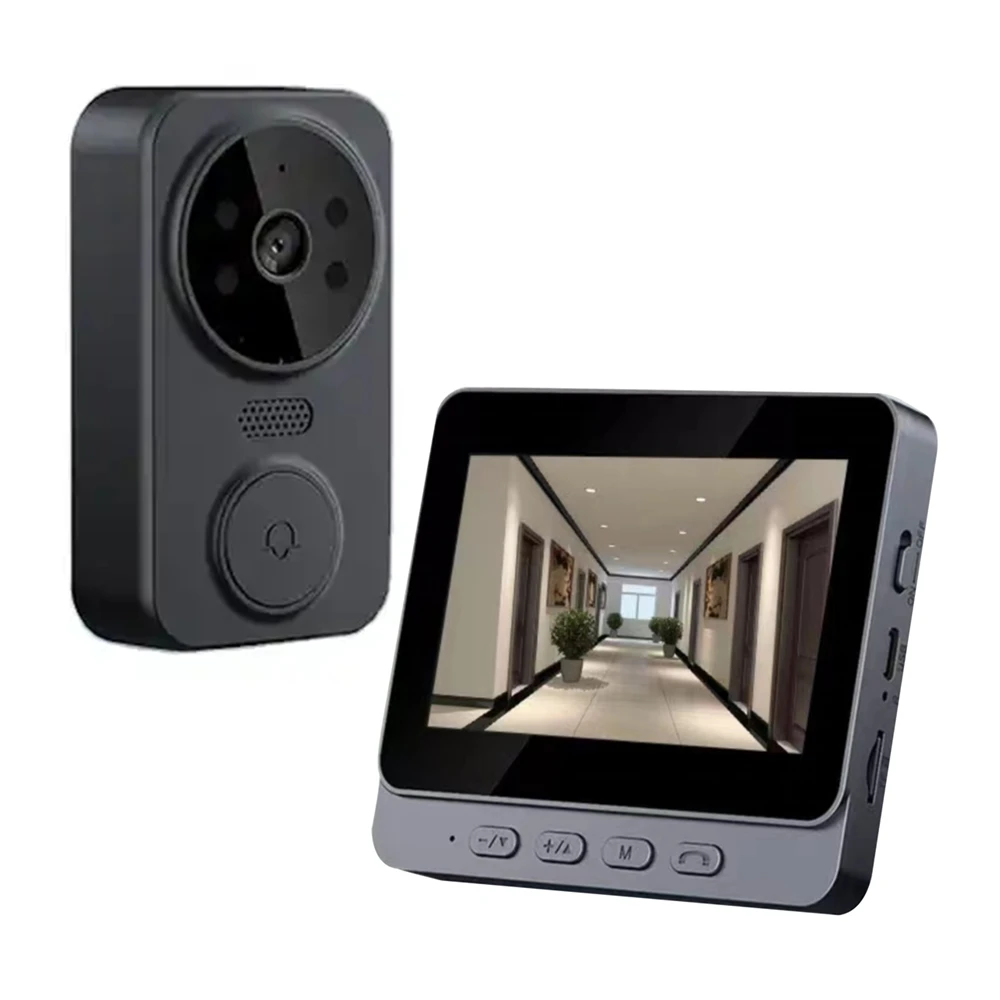 CPT Easy Plug-and-Play Selfie 4.3inch Display Smart Visual Doorbell 1-way Talk Home Security Battery Powered No App No Network