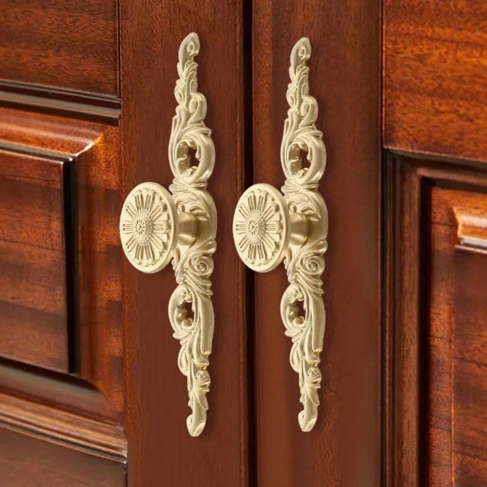 Retro Solid Brass Cabinet Handle Hardware with Matching Screws Drawer Knobs Pull Handles Wardrobe