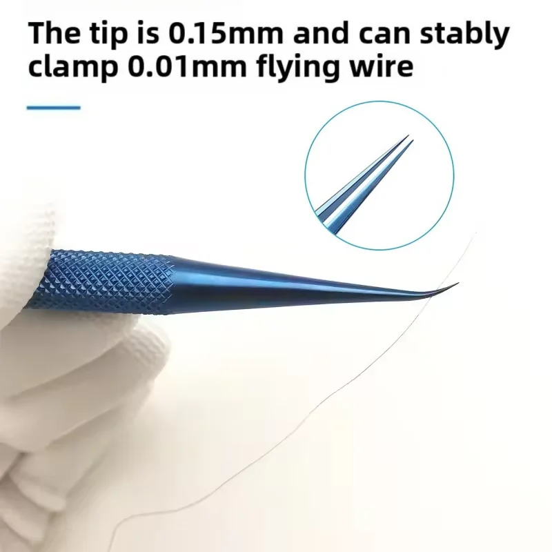 Precision Titanium Alloy Tweezers Straight/Curved Heads Professional Repair Fingerprint Fly Line Antimagnetic Electronic Forceps