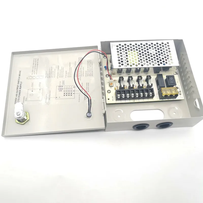 DC12V 5A Fused 4 Channel CCTV power supply switch box for surveillance camera Security output 60W, 4 port CE, LVD Approved