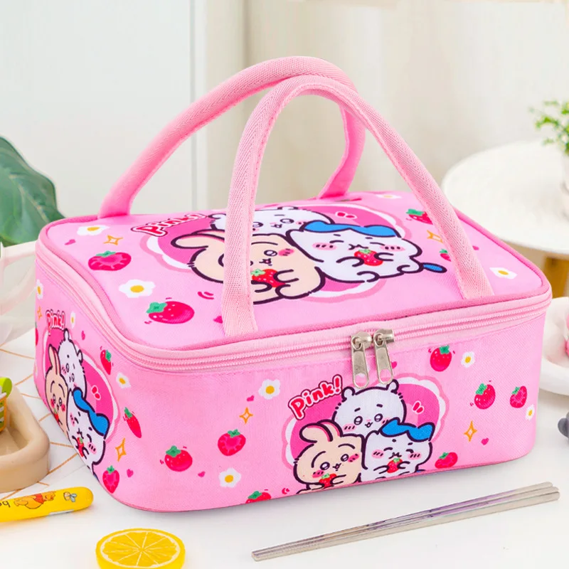 Girl New Chiikawa Student Insulation Lunch Box Bag Male Female Children Thicken Handbag Large Capacity Bento Lunch Hand Bag