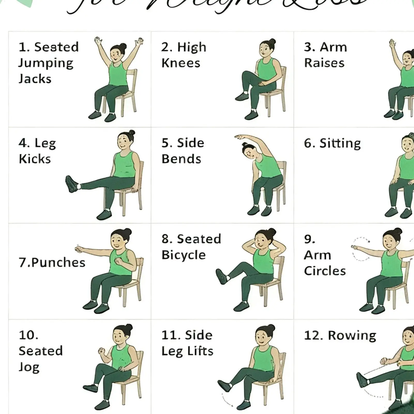 30 Days Chair Yoga Chart 2Pcs/set Chair Yoga Workout Poster Home Decor Bodybuilding Gym Sport for Weight Loss