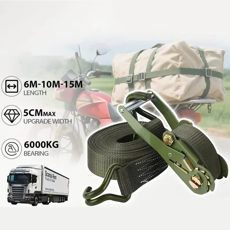 Adjustable Heavy Duty Ratchet Tie Down Strap for Truck Vehicle Secure Car Cargo Fixed Lashing Belt