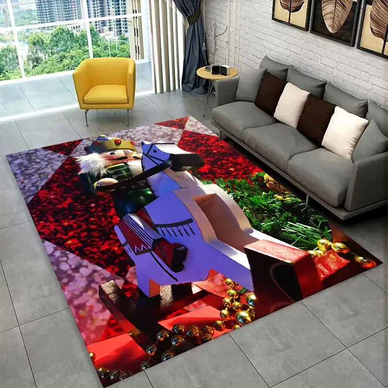 Cartoon The Nutcracker Puppet Merry Christmas Large Area Rug Non-slip Carpet for Bedroom Living Room Sofa Doormat Floor Mat Gift