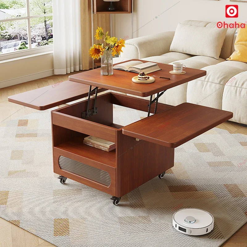 Multifunction Foldable Dining Table Wooden Expandable Table for 4 To 6 People Space-Saving Furniture Engineered Wood
