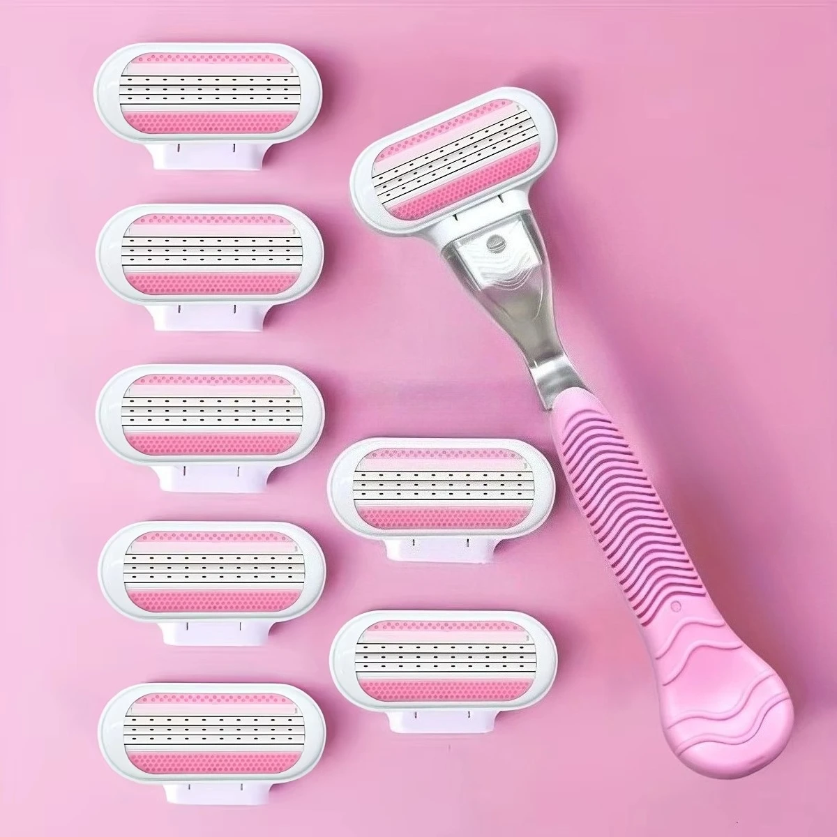 Ladies 1 Handle 4 Heads Shaver Replaceable Manual Safety Razor Smooth Hair Removal Easy Clean Knife for Personal Care