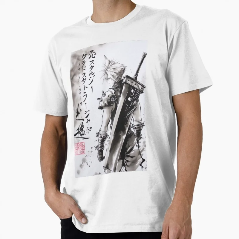 

Cloud Sumi-e 0505 Final fantasy Gift t shirt for Gamer Men's 100% cotton O-Neck Short Sleeve Graphic clothes All size Tee S-6XL