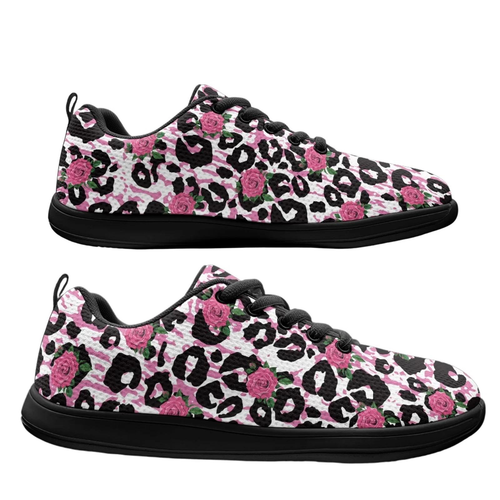 PENSTROLL Rose Leopard Pattern Comfortable Walking Shoes Sport Shoes for Tennis Non Slip Barefoot Shoes
