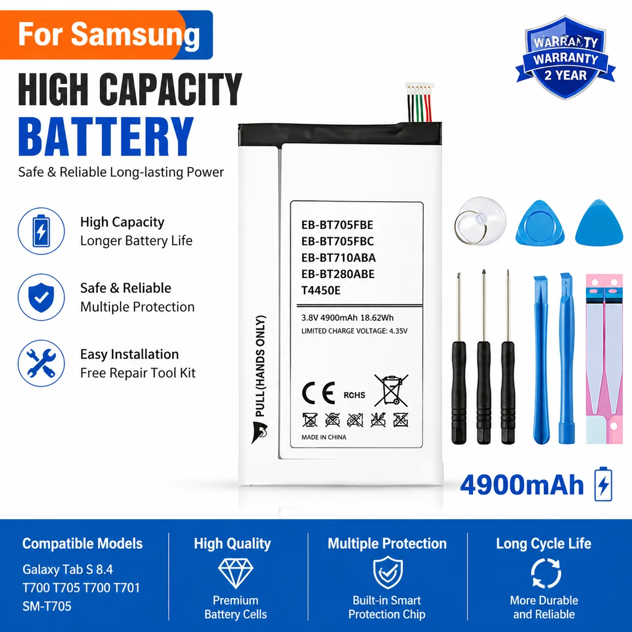 

Replacement Battery EB-BT710ABA EB-BT705FBE For Samsung Tab S2 S 8.4 A 7.0 Tab 3 8.0 SM-T710 T715 T700 T705 T280 T310 Tablet
