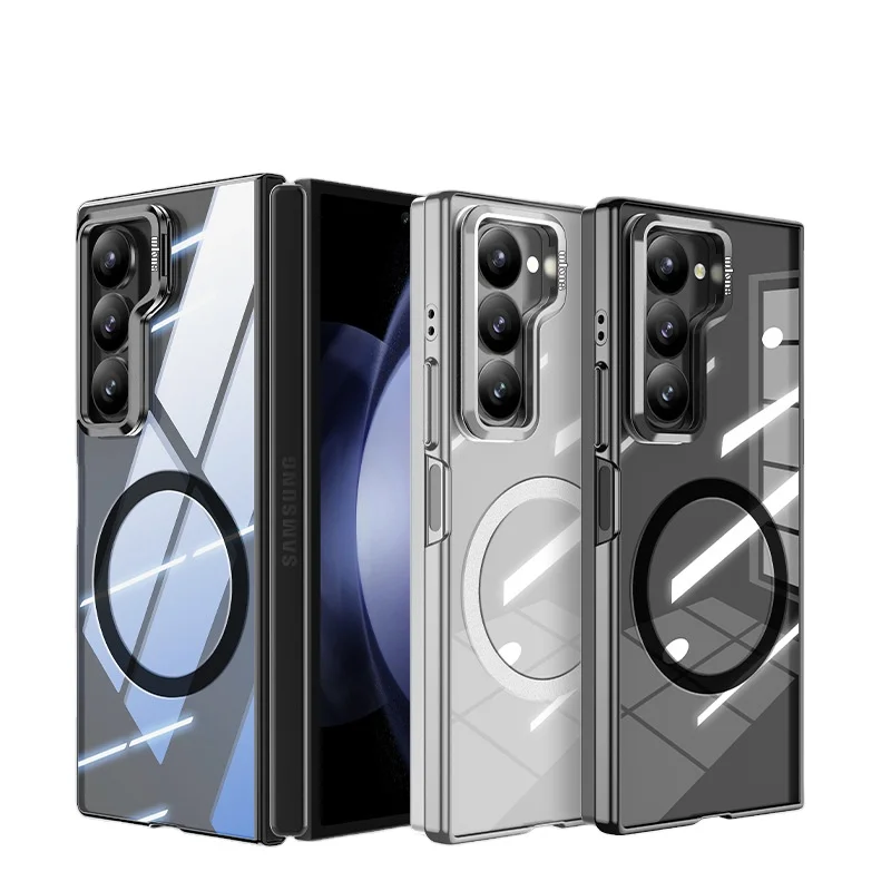 

Ultra-Thin PC Electroplating Magnetic Case for Samsung Z Fold6 Transparent Anti-Yellow Protective Front Glass Phone Business