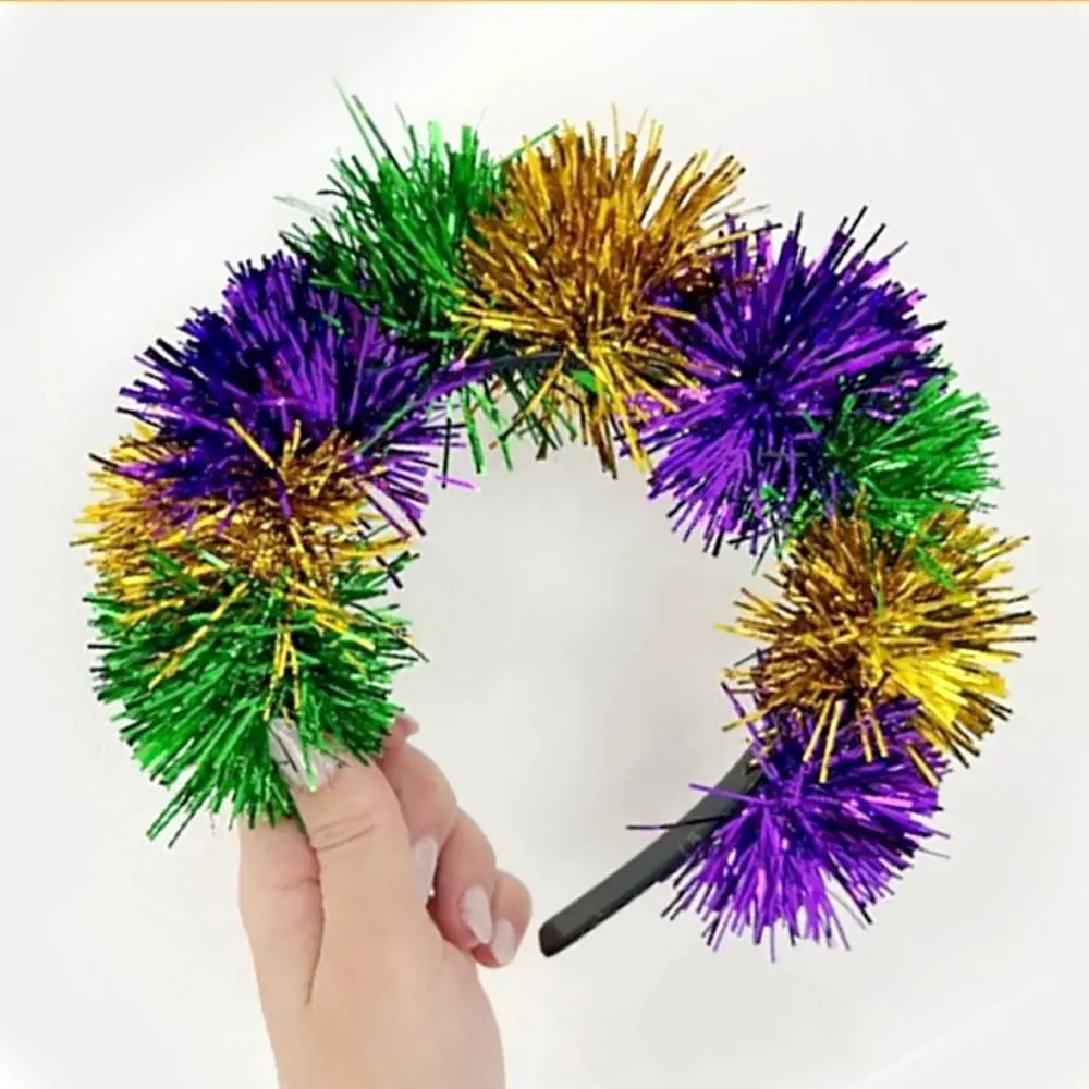 

Fashion Mardi Gras Fireworks Headband Sparkly Carnival Party Headwear Shining Hair Hoop Foil Tassel Headpieces Carnival Holiday