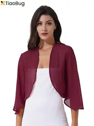 Cárdigan de gasa de manga 3/4 para mujer, Bolero elegante, chaqueta, chales, encogimiento de hombros, vestido de fiesta de noche nupcial de Boda de verano