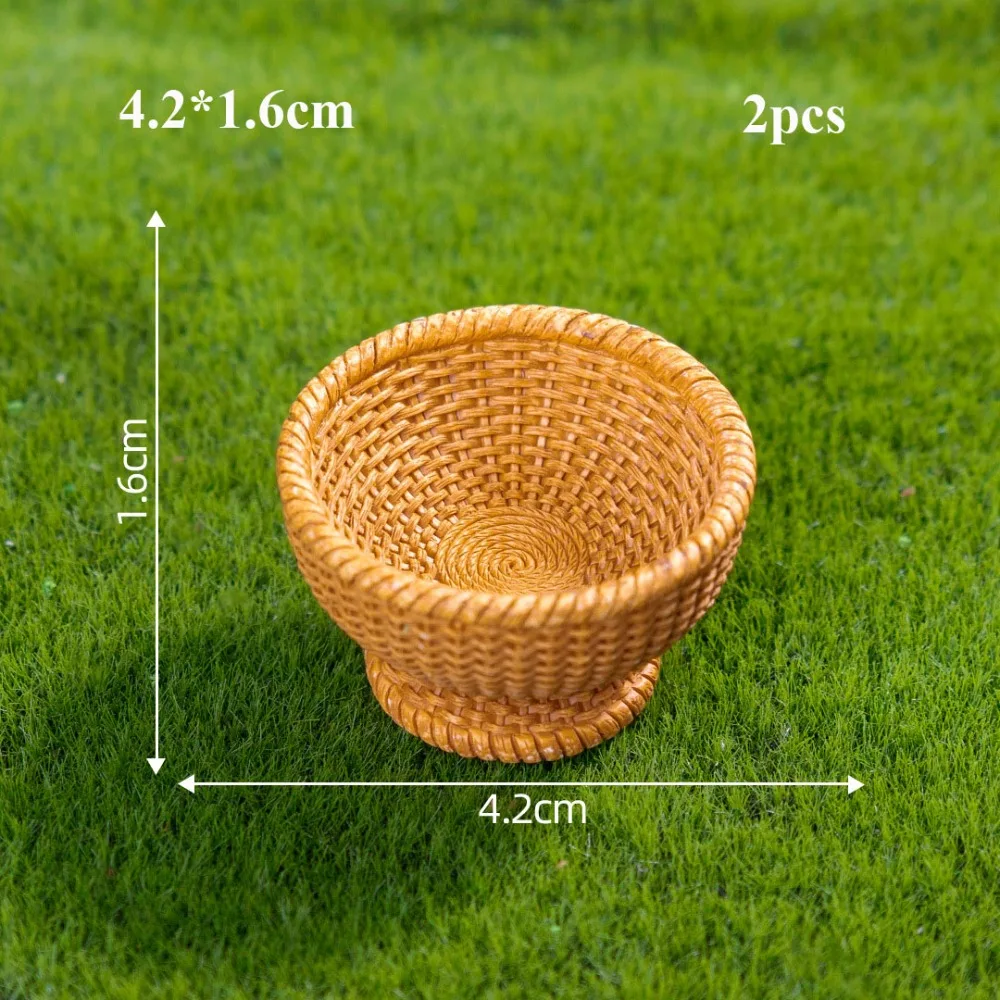 

2pcs Mini 1/12 Dollhouse Rattan Frame Hand-woven Resin Fruit Vegetable Food Storage Basket 10 Styles Cute