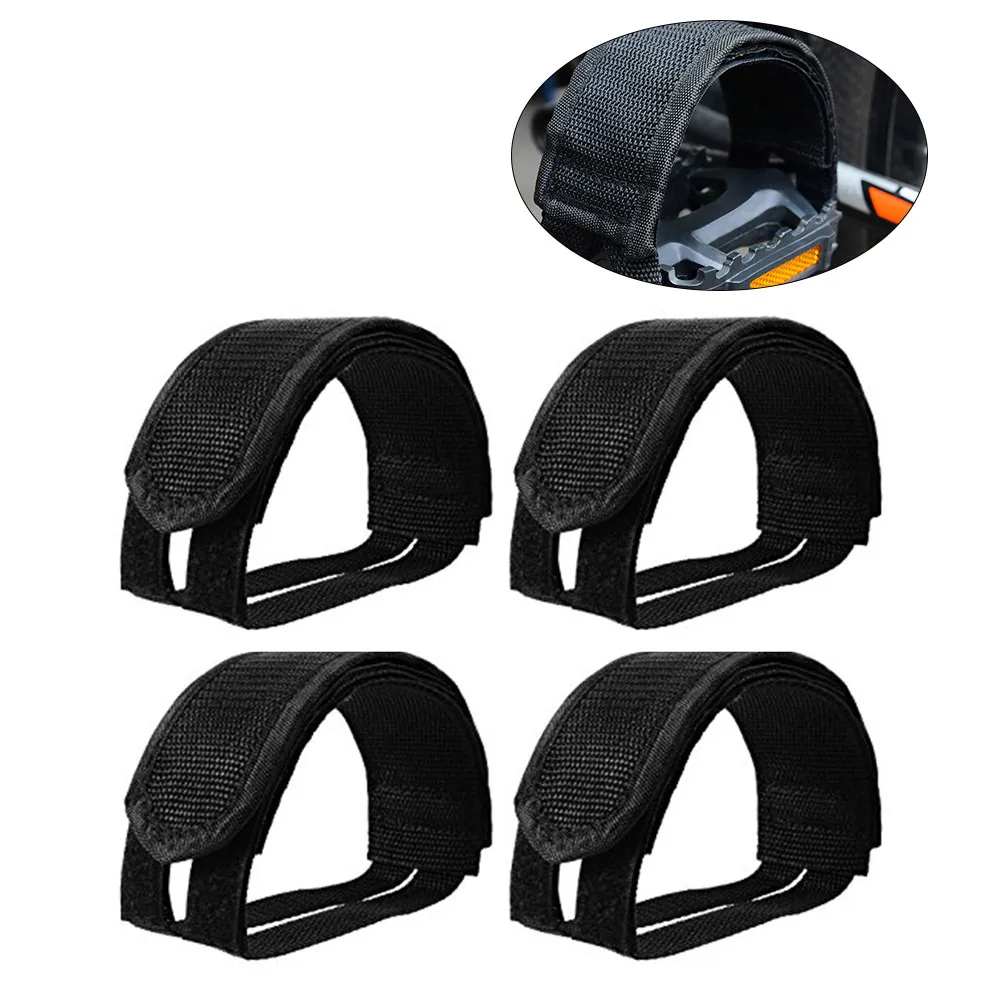 

6Pcs Bike Pedal Straps Adjustable Nylon Black Pedal Toe Straps Fixed Gear Mountain Bike Double Stick Tape Foot Strap