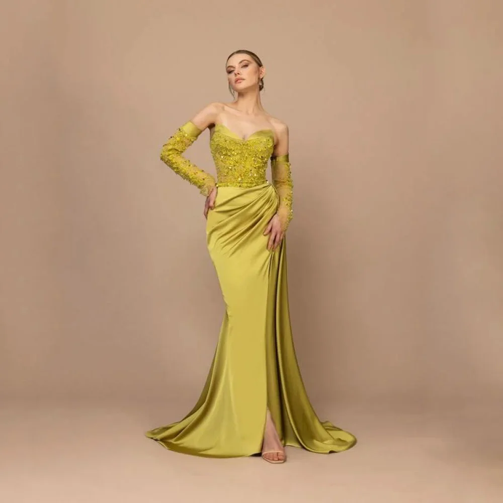 

DRESS FORU Elegant Sexy Evening Dress Taffeta for Floor-Length Sweetheart Prom Dress Mermaid Vestidos De Fiesta Customized
