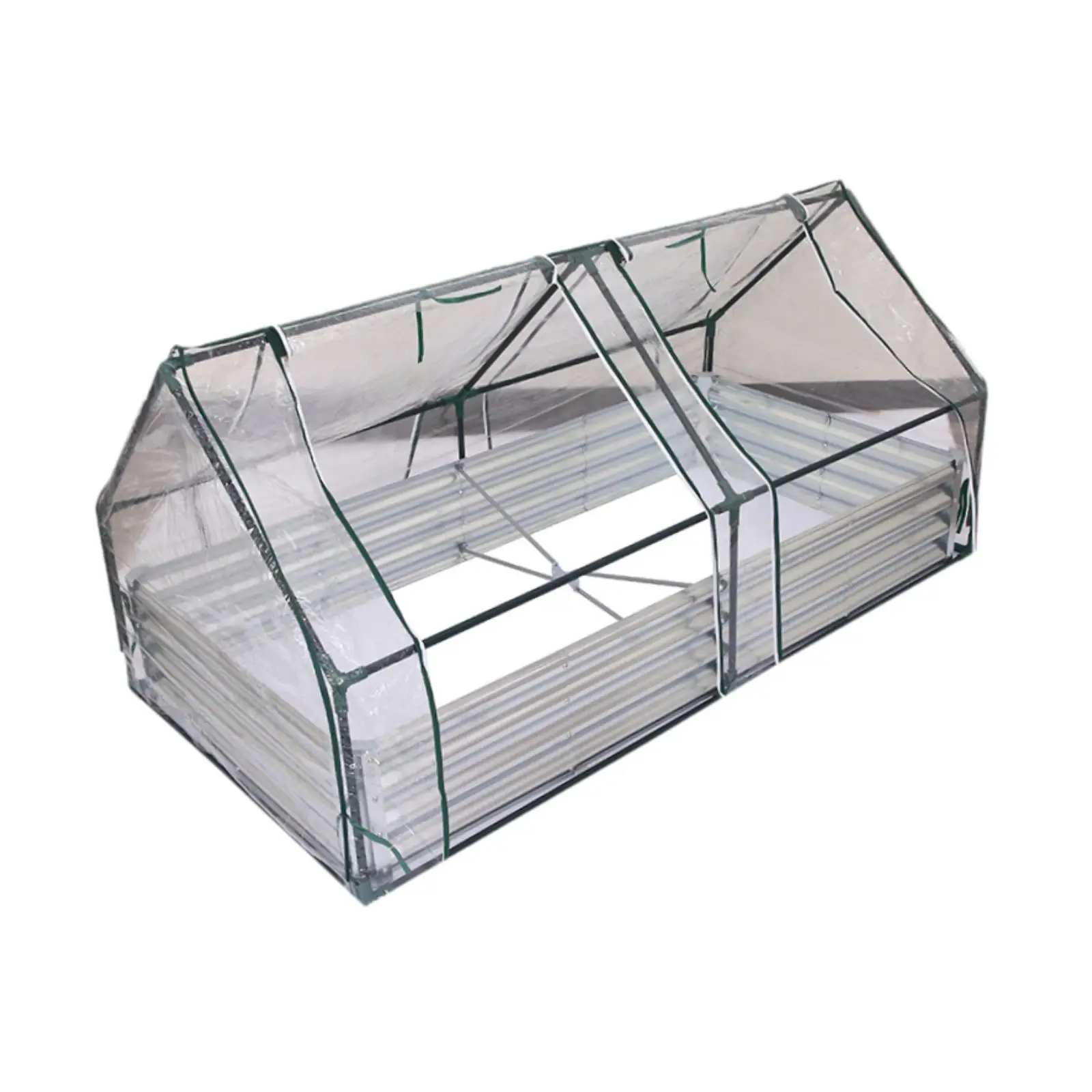 Raised Garden Bed with Cover Sturdy Rust Resistant 2 Large Zipper Window Metal Planter Box Kit for Outdoors Plants Winter