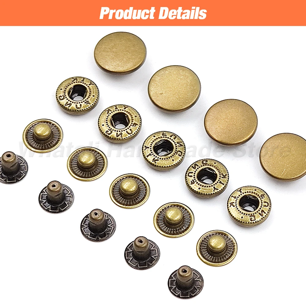 25 Sets 655/633/831 Metal Snap Fasteners Sewing Snaps Button Press Studs Button For Clothes Garment Bags Shoes Leathercraft DIY