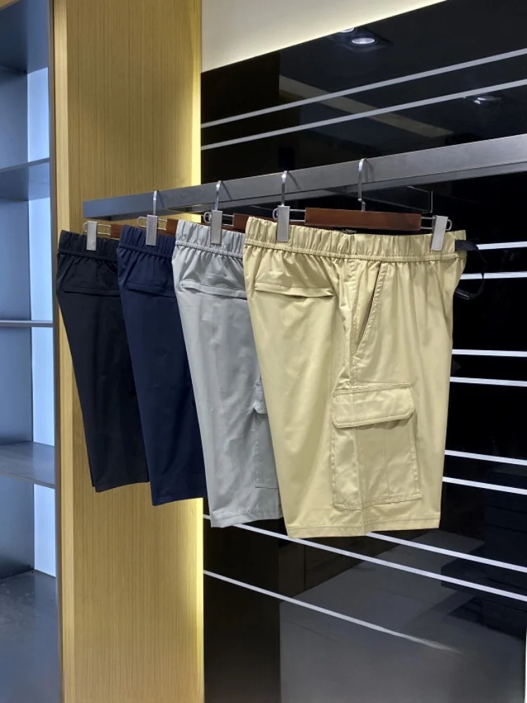 Functional Lightweight Quick Dry Summer Men's Outdoor Casual Shorts with Big Pockets Versatile Loose Fit Polyester Fiber