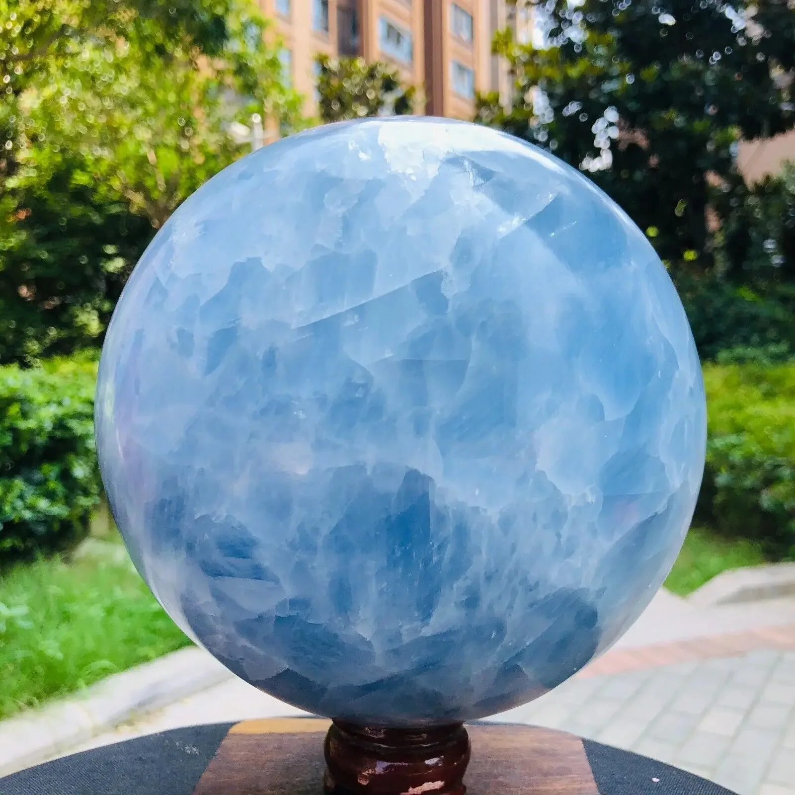 Natural BLUE CALCITE sphere Crystal Ball Mineral specimen Healing