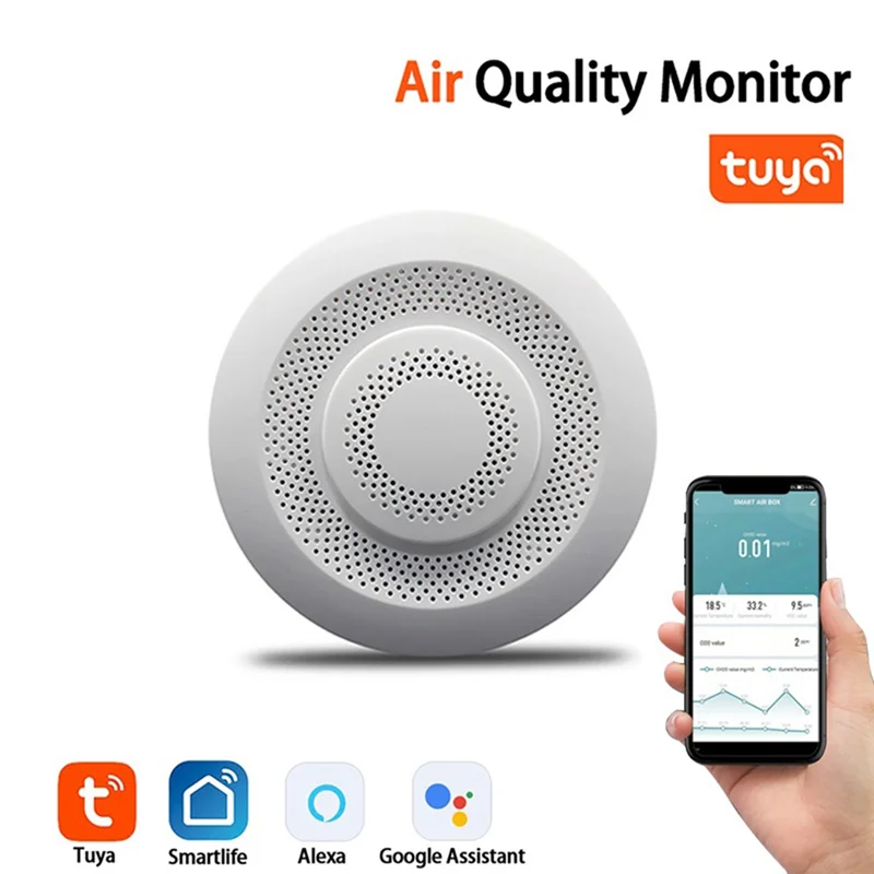 ABNR Tuya Wifi Monitor de calidad del aire hogar inteligente Detector de CO2 formaldehído VOC CO2 CH2O Detector de temperatura y humedad