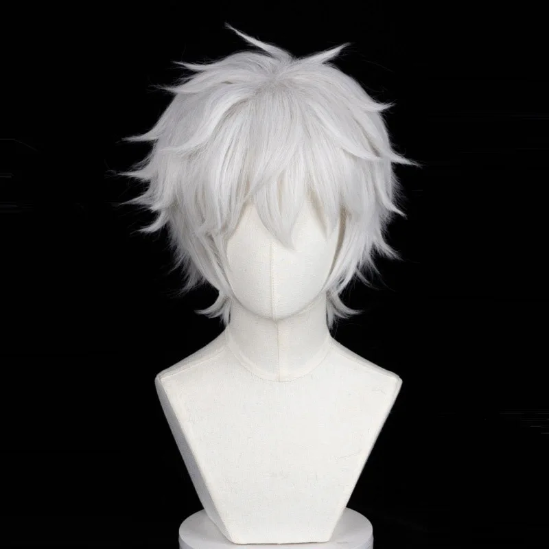 Anime Reality Show Wig White Anti-upturned Synthetic Short Hair Wig cosplay Anime Wig