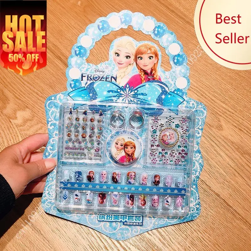

Frozen Elsa Princess Nail Sticker Set Disney Dress Up Stickers Waterproof Nail Art Stickers Party Holiday Decorations Gifts Toy