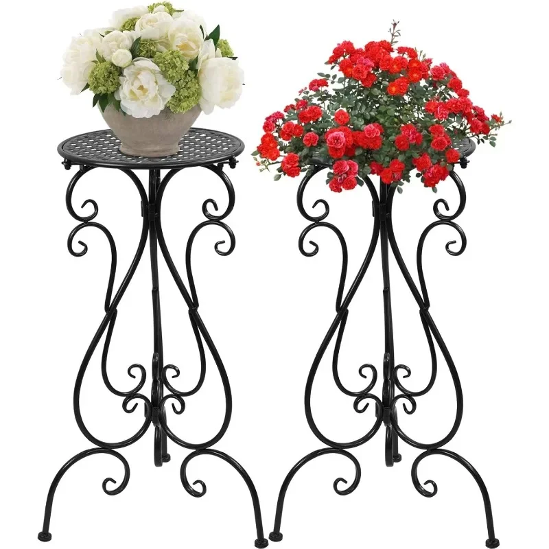 

22.5" Tall Plant Stand, Outdoor/Indoor Heavy Duty Potted Planter Rack | Metal Flower Pot Holder Display Vintage & Rustic Style