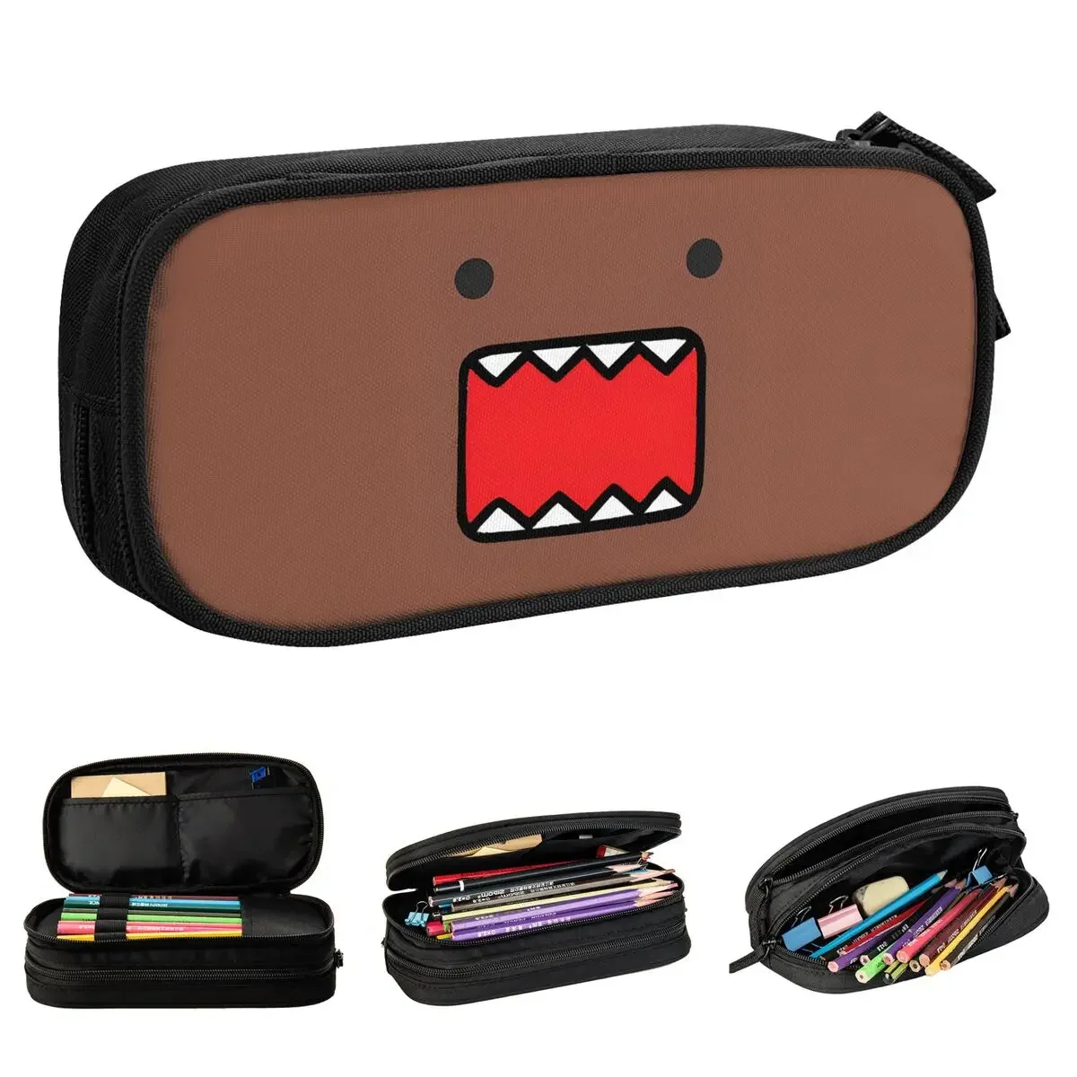 

Kawaii Japanese Doll Pencil Cases Domo Kun Pen Box Bag Girl Boy Large Storage Office Zipper Pencilcases