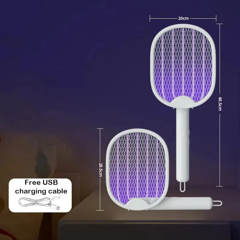 

3000V Foldable Mosquito Killer USB Rechargeable 3 in 1 Electric Mosquito Swatter Home Dormitory Repellent Supplies Anti Mosquito