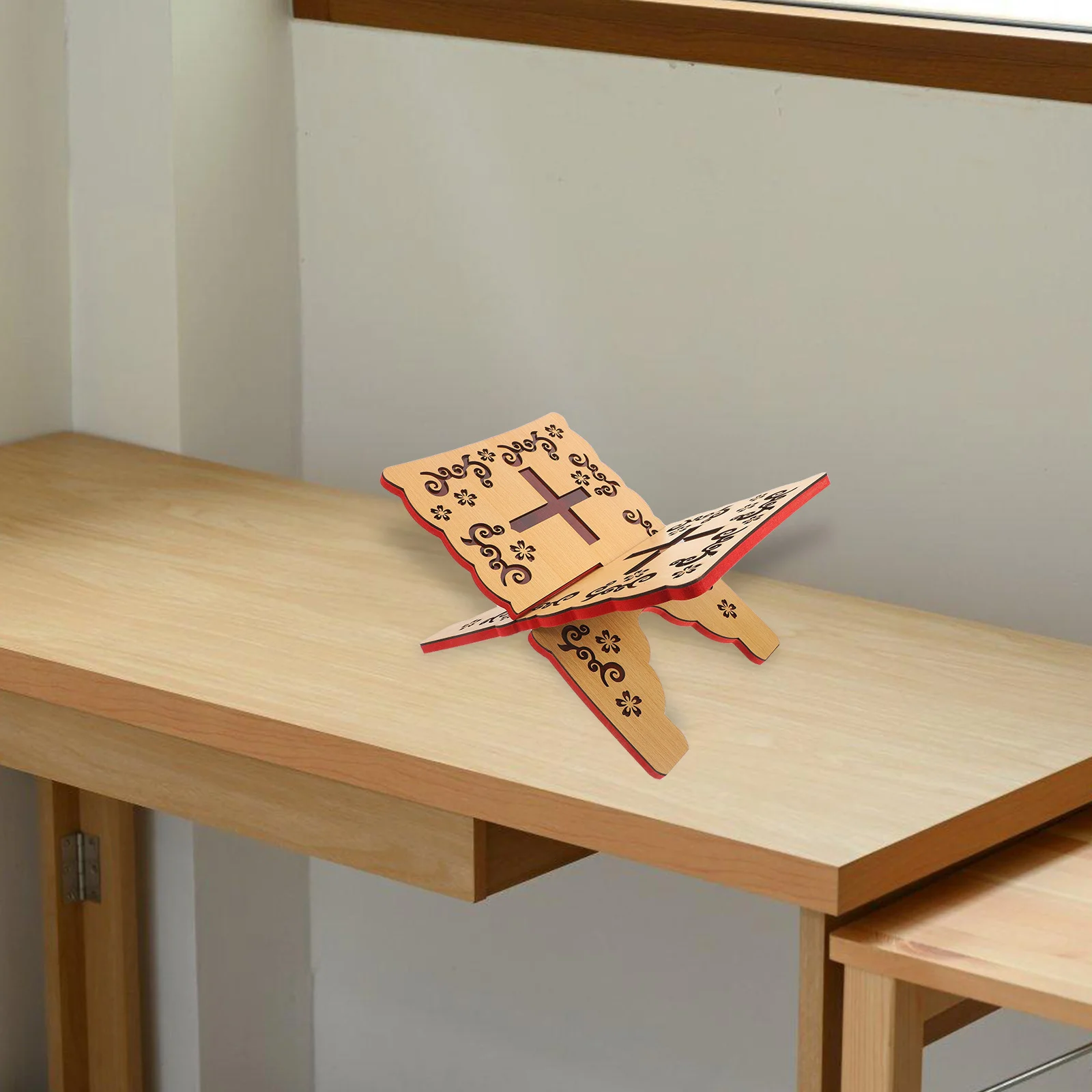 

Wooden Quran Book Holder Elegant Muslim Carved Reading Stand Multifunctional Decorative Table Rack for Book Holder