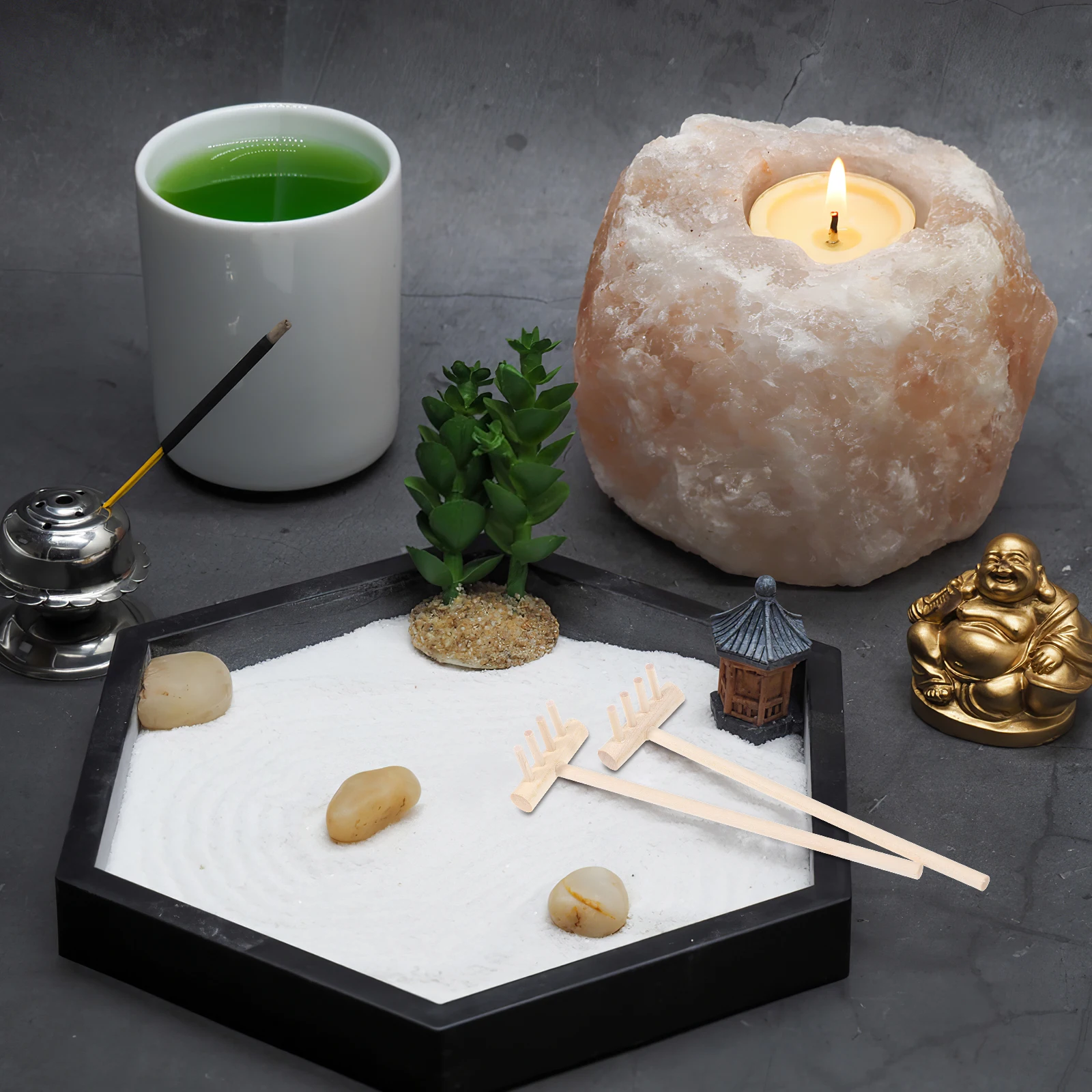 

12pcs Mini Rake Crafts Zen Garden Sand Accessories Bamboo Material Smooth Compact Tool Kit Small Size Sand Box Decor
