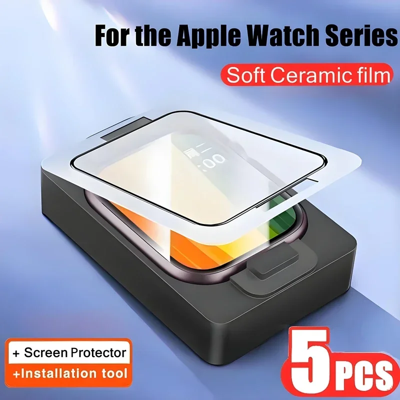 5 uds herramienta de instalación de película cerámica para Apple watch Ultra 9 8 7 49mm 45mm 41mm protector de pantalla para iwatch 10 6 5 46mm 44mm 40mm 42mm