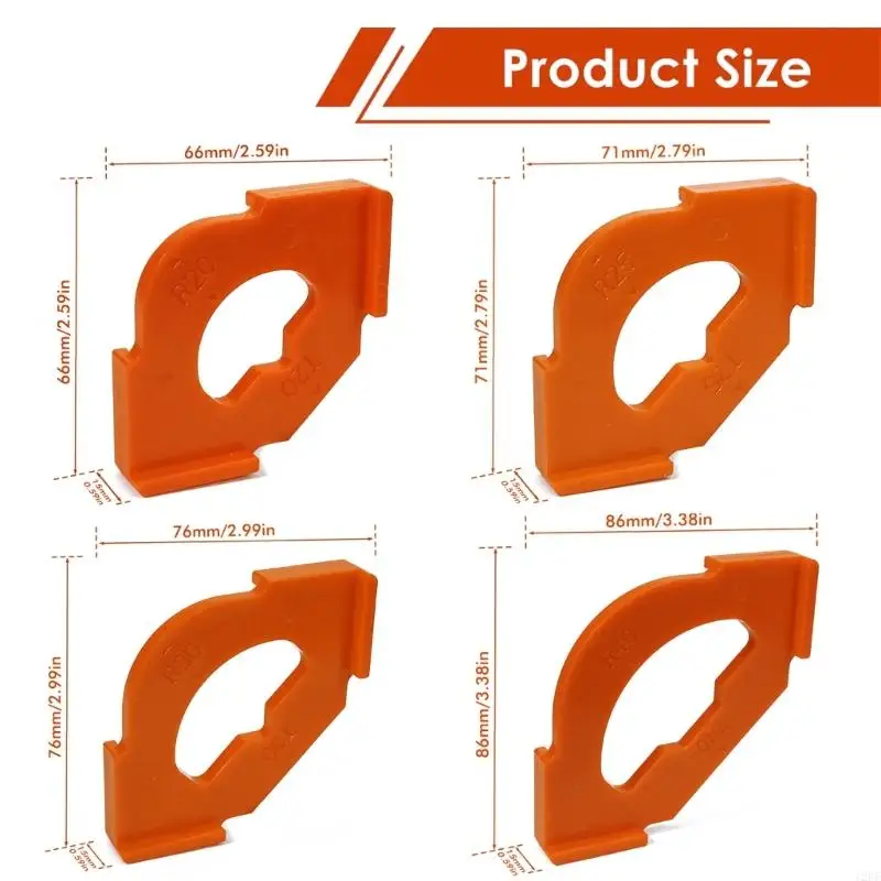 12PF 4pcs Precisions Radius Jigs Rounded Corner Templates for DIY or Professional Use