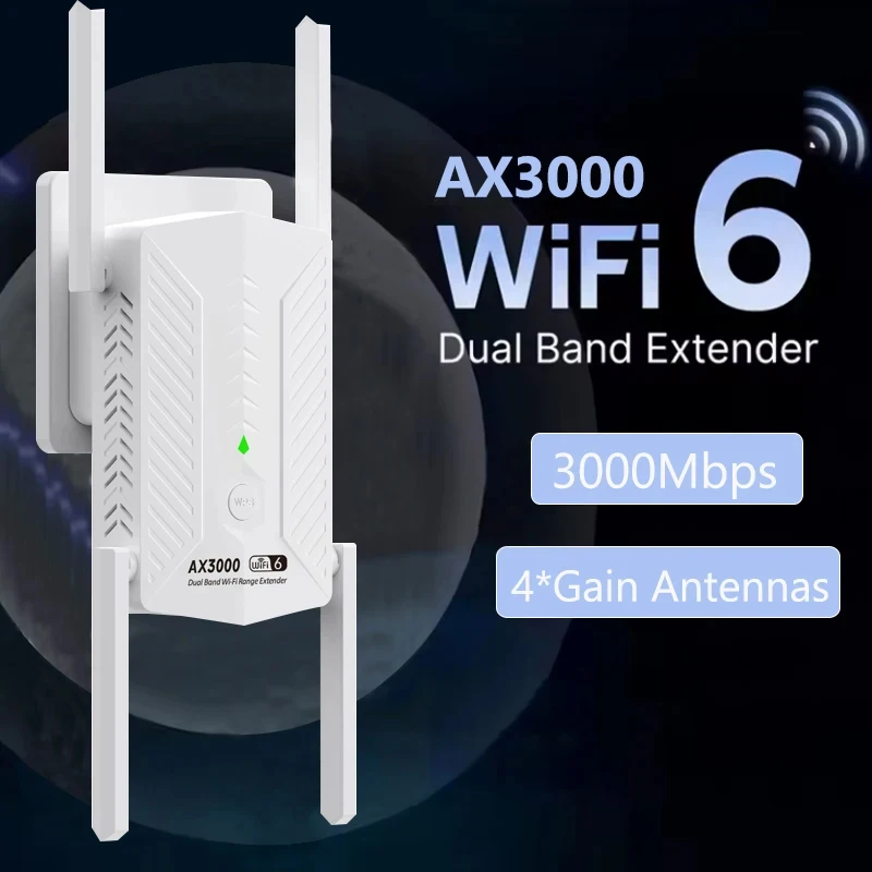 

AX3000 WiFi6 Repeater Extender Booster Dual Band 2.4G/5GHz Wi-Fi 6 Signal Amplifier Long Range Network Router for Home Office