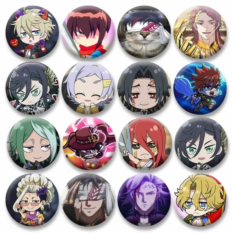 Cool Manhwa Figure Qin Shi Huang Buddha Brooches Handmade Circular Lapel Pins Animation Exquisite Badges Souvenir Jewelry Gifts