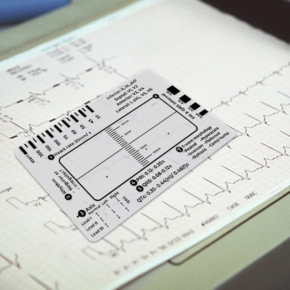 

ECG 7 Step Ruler Portable Pocket-Sized EKG Measuring Card ECG Guide Measurement Tool for ECG Observation